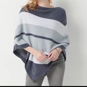 Barefoot Dreams Cozy Chic Ultra Lite Blue Stripe Ocean Breeze Poncho OS